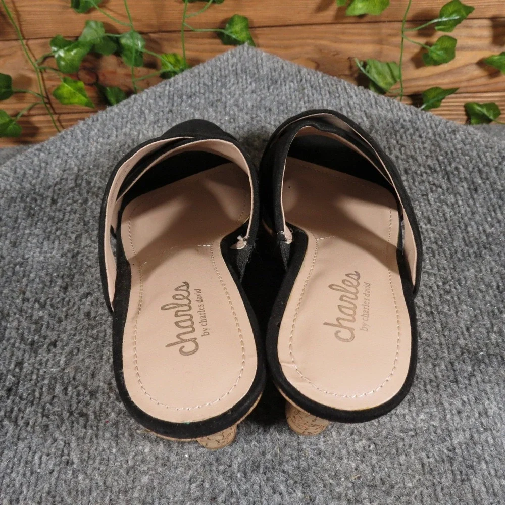 Charles by Charles David Latrice Women Size‎ 4.5 Black Textile Wedge Sandal Cork